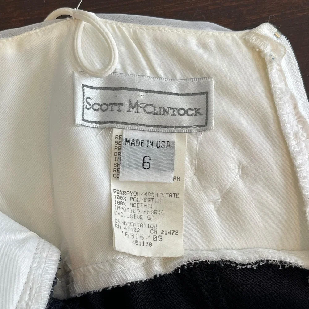VTG 90s Scott McClintock Black White Formal Evening Gown Maxi Dress‎ Size 6 Prom - Picture 5 of 8